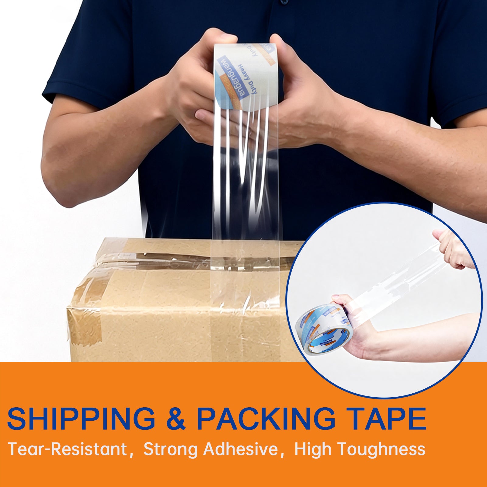 wanguagua Clear Packing Tape Refills, No Smell, 6 Rolls, 1.88in x 55 yds | Strong Adhesive, Super Clear, Heavy Duty, Shipping, Packaging Tape for Moving Boxes, Compatible with All Dispensers